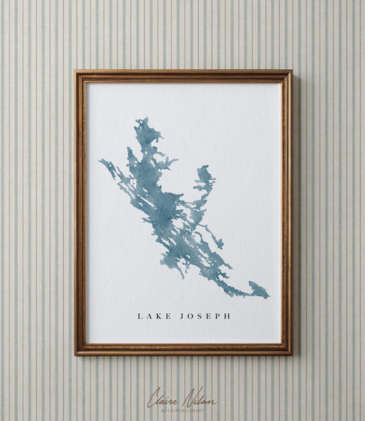 Lake Joseph | Muskoka, Ontario | Watercolor Lake Map Gift, Lake House Decor, Personalized Art Wedding Gift, Travel Painting, Art Print