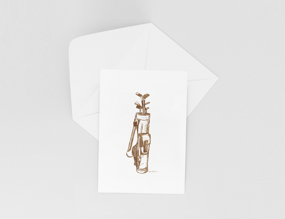 Painted Vintage Golf Bag | Blank Greeting Card