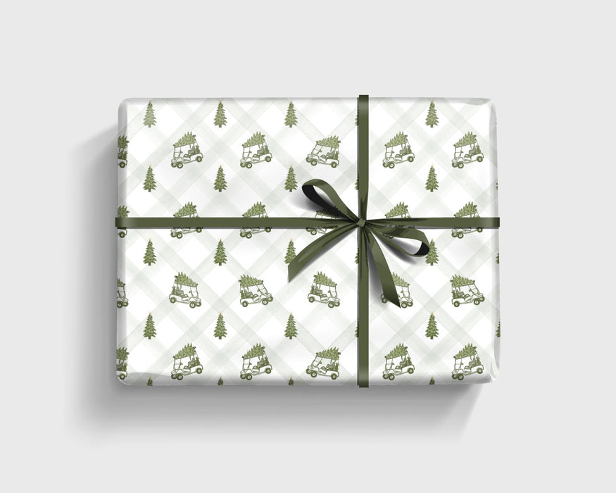 'Holly Jolly Golf Carts' Gift Wrapping Paper