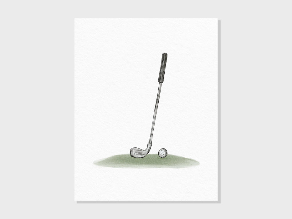 Watercolor Golf Art | Golf Cart, Flag, Club and Golf Bag | Golf Theme Wall Decor, Baby Blue, Kids Nursery Gift, Kids Room | Prints UNFRAMED