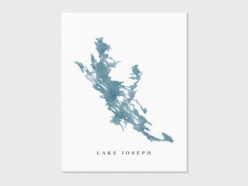 Lake Joseph | Muskoka, Ontario | Watercolor Lake Map Gift, Lake House Decor, Personalized Art Wedding Gift, Travel Painting, Art Print