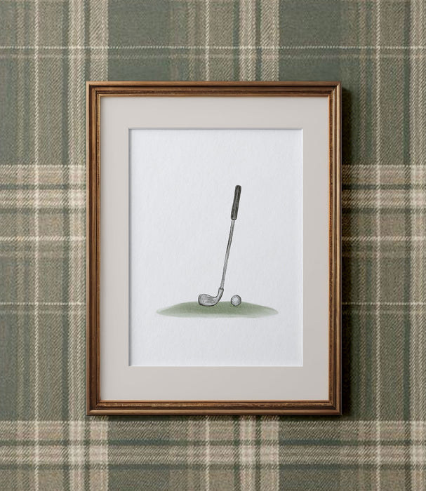 Watercolor Golf Art | Golf Cart, Flag, Club and Golf Bag | Golf Theme Wall Decor, Baby Blue, Kids Nursery Gift, Kids Room | Prints UNFRAMED