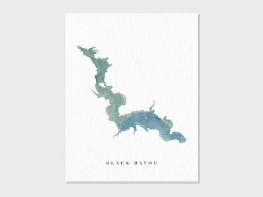 Black Bayou Lake | Hosston, LA | Watercolor Lake Map Gift, Lake House Decor, Personalized Art Wedding Gift, Travel Painting, Art Print