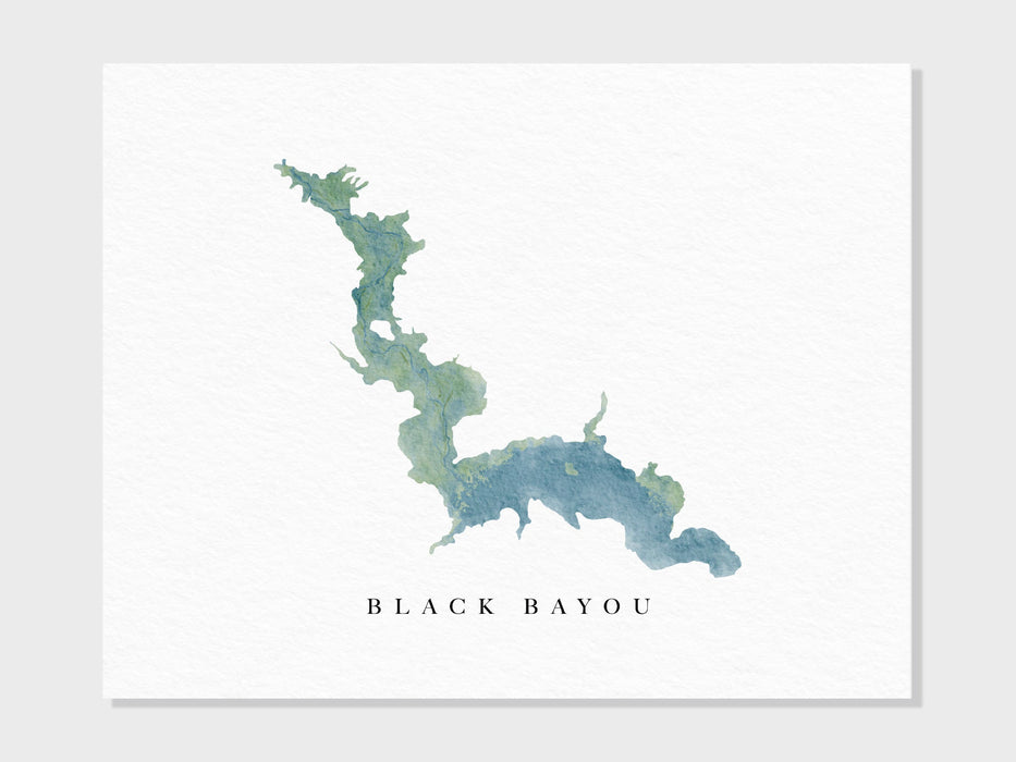 Black Bayou Lake | Hosston, LA | Watercolor Lake Map Gift, Lake House Decor, Personalized Art Wedding Gift, Travel Painting, Art Print