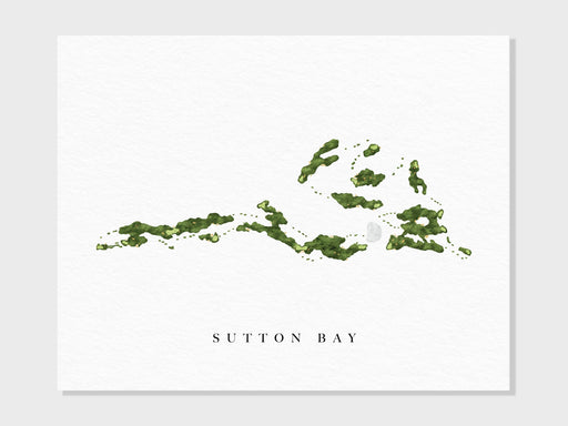 Sutton Bay | Agar, SD | Golf Course Map, Personalized Golf Art Gifts for Men Wall Decor, Custom Watercolor Print