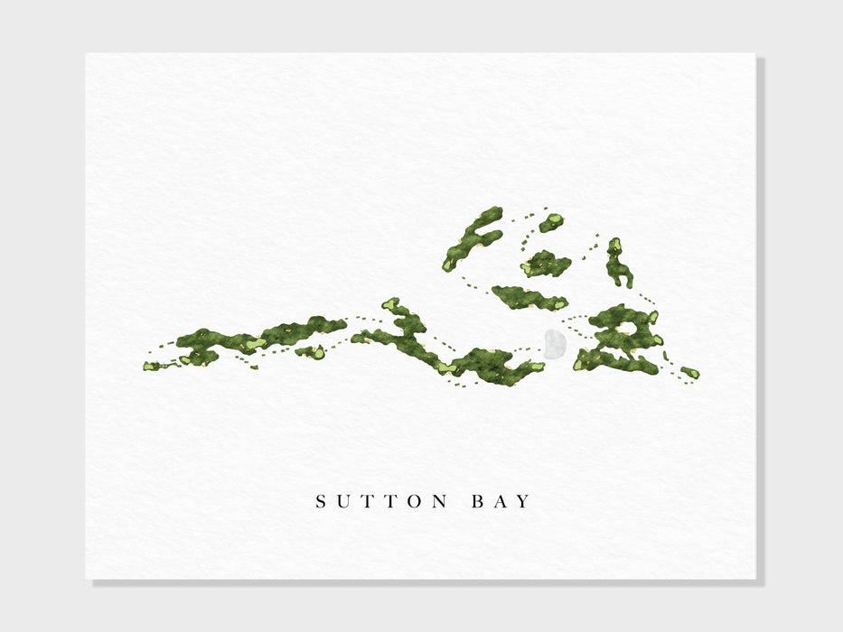 Sutton Bay | Agar, SD | Golf Course Map, Personalized Golf Art Gifts for Men Wall Decor, Custom Watercolor Print