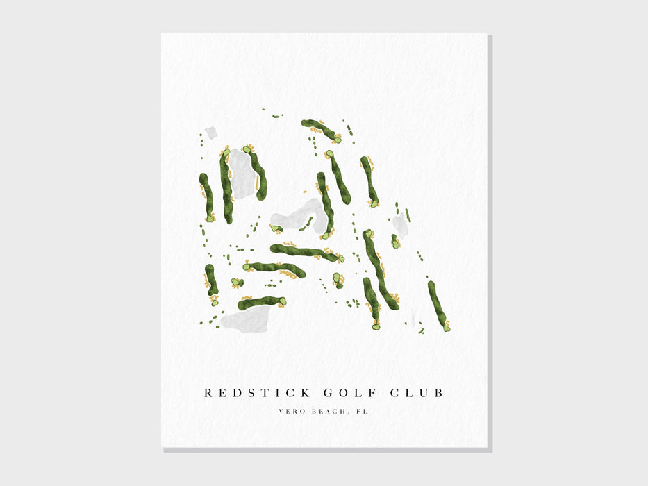 RedStick Golf Club | Vero Beach, FL | Golf Course Map, Personalized Golf Art Gifts for Men Wall Decor, Custom Watercolor Print