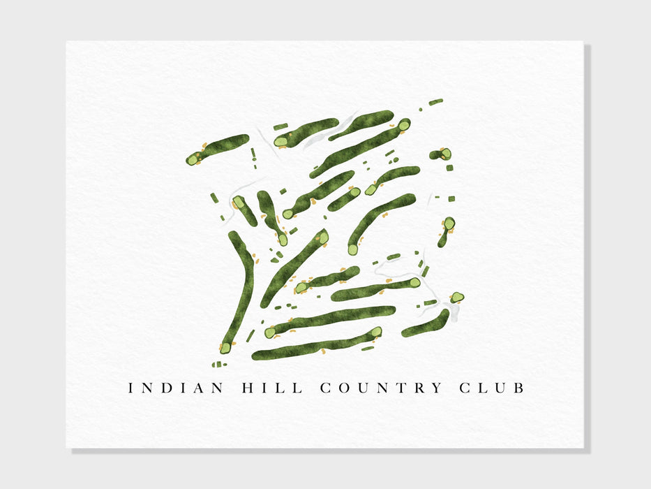 Indian Hill Country Club | Newington, CT | Golf Course Map, Personalized Golf Art Gifts for Men Wall Decor, Custom Watercolor Print