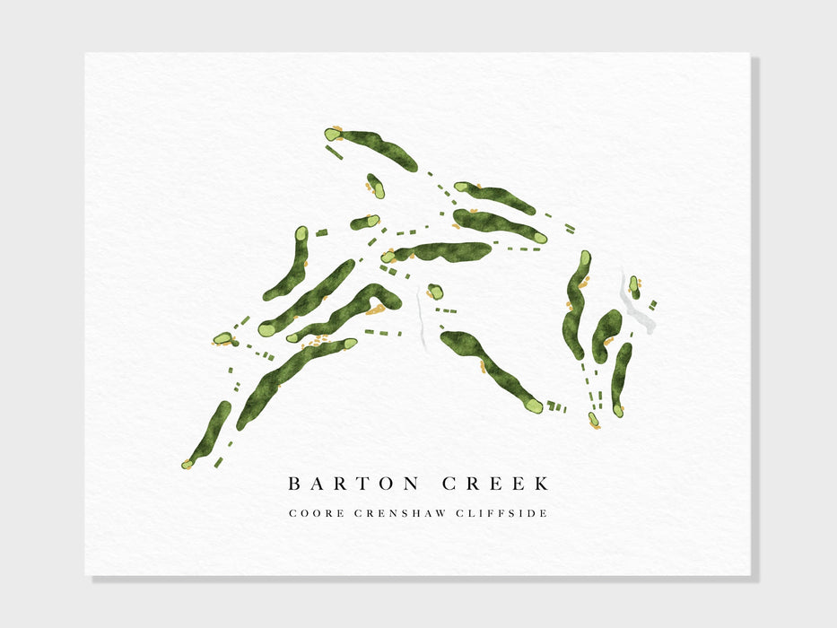 Barton Creek Country Club | Austin, TX | Golf Course Map, Personalized Golf Art Gifts for Men Wall Decor, Custom Watercolor Print