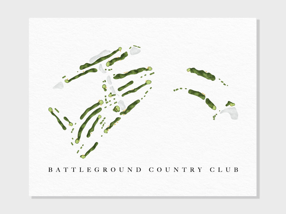 Battleground Country Club | Manalapan, NJ | Golf Course Map, Personalized Golf Art Gifts for Men Wall Decor, Custom Watercolor Print