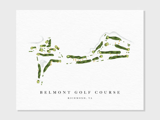 Belmont Golf Course | Richmond, VA | Golf Course Map, Personalized Golf Art Gifts for Men Wall Decor, Custom Watercolor Print