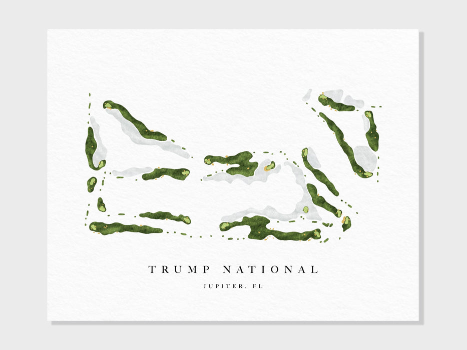 Trump National Golf Club | Jupiter, FL | Golf Course Map, Personalized Golf Art Gifts for Men Wall Decor, Custom Watercolor Print