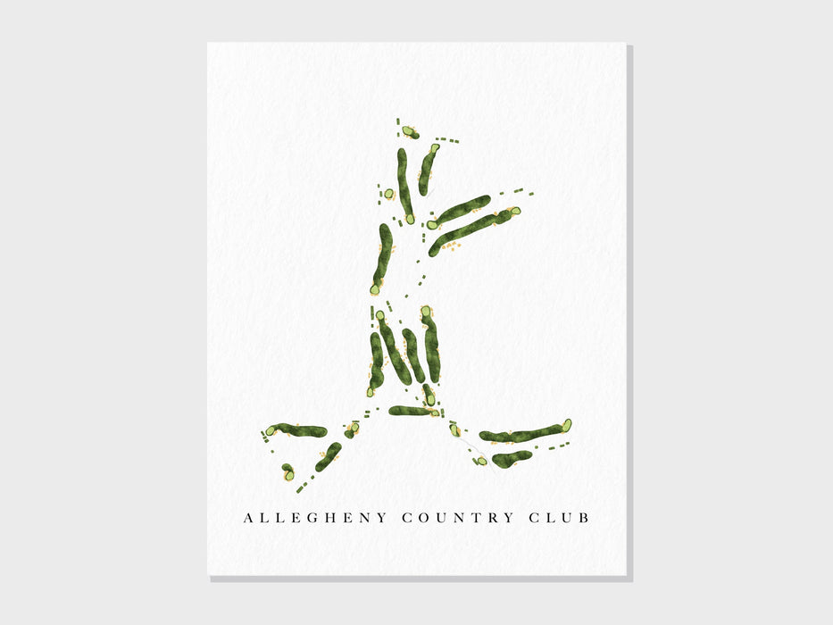 Allegheny Country Club | Sewickley, PA | Golf Course Map, Personalized Golf Art Gifts for Men Wall Decor, Custom Watercolor Print