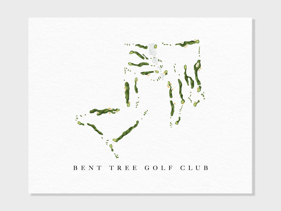 Bent Tree Golf Club | Council Bluffs, IA | Golf Course Map, Personalized Golf Art Gifts for Men Wall Decor, Custom Watercolor Print