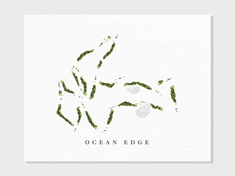 Ocean Edge | Brewster, MA | Golf Course Map, Personalized Golf Art Gifts for Men Wall Decor, Custom Watercolor Print