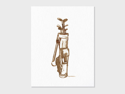 Watercolor Golf Bag Vintage Colors | Golf Wall Art, Nursery Decor Gift | Loose Watercolor Abstract Art Print