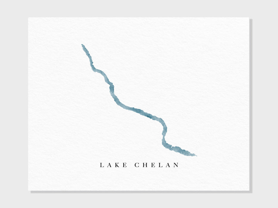 Lake Chelan | Washington | Watercolor Lake Map Gift, Lake House Decor, Personalized Art Wedding Gift, Custom Travel Painting, Art Print