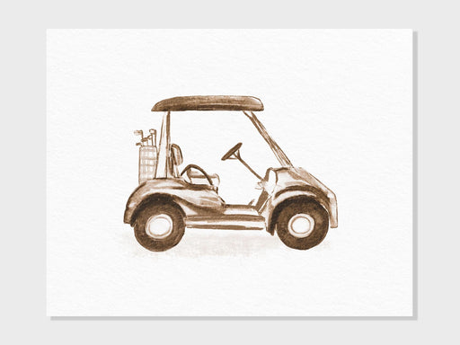 Watercolor Golf Cart Vintage Colors | Golf Wall Art, Nursery Decor Gift | Loose Watercolor Abstract Art Print