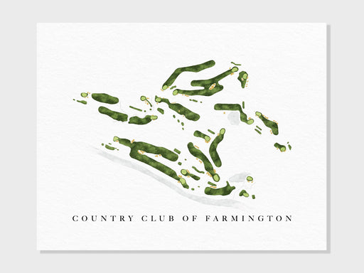 The Country Club of Farmington | Farmington, CT | Golf Course Map, Personalized Golf Art Gifts for Men Wall Decor, Custom Watercolor Print