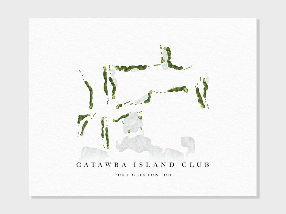 Catawba Island Club | Port Clinton, OH | Golf Course Map, Personalized Golf Art Gifts for Men Wall Decor, Custom Watercolor Print