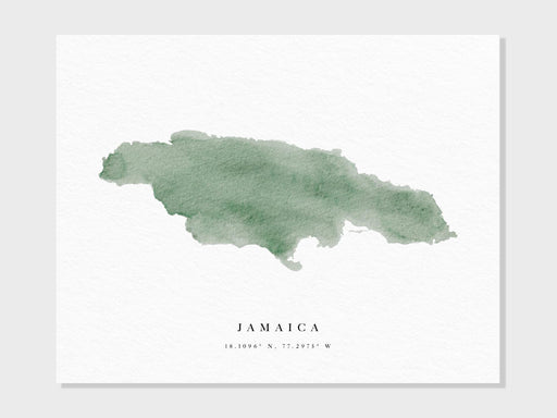 Jamaica | Island Watercolor Map | Montego Bay, Kingston, Port Antonio, Ocho Rios, Caribbean Vacation, Wedding Travel Gift, Fine Art Print