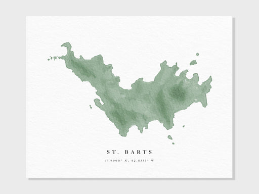 St. Barts | Saint Barths Island Watercolor Map | Gustavia, Eden Rock, Cheval Blanc, Caribbean Vacation, Wedding Travel Gift, Fine Art Print