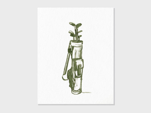 Watercolor Golf Bag Vintage Colors | Golf Wall Art, Nursery Decor Gift | Loose Watercolor Abstract Art Print