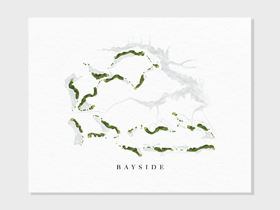 Bayside Resort Golf Club | Selbyville, DE | Golf Course Map, Personalized Golf Art Gifts for Men Wall Decor, Custom Watercolor Print