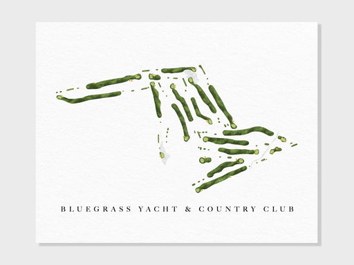 Bluegrass Yacht & Country Club | Hendersonville, TN | Golf Course Map, Personalized Gifts for Men Wall Decor, Custom Golf Watercolor Print