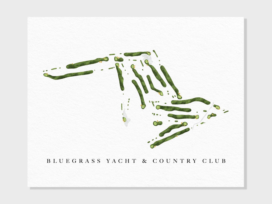 Bluegrass Yacht & Country Club | Hendersonville, TN | Golf Course Map, Personalized Gifts for Men Wall Decor, Custom Golf Watercolor Print