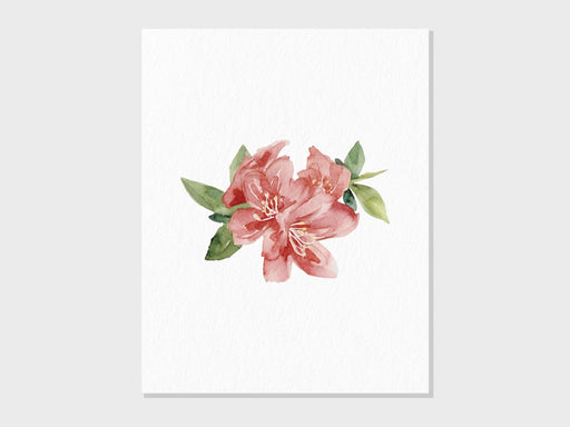 Watercolor Azalea Floral Print | Flower Wall Art, Red Pink Azalea Blooms Print, Garden Nursery Decor, Watercolor Art Gift | Fine Art Print