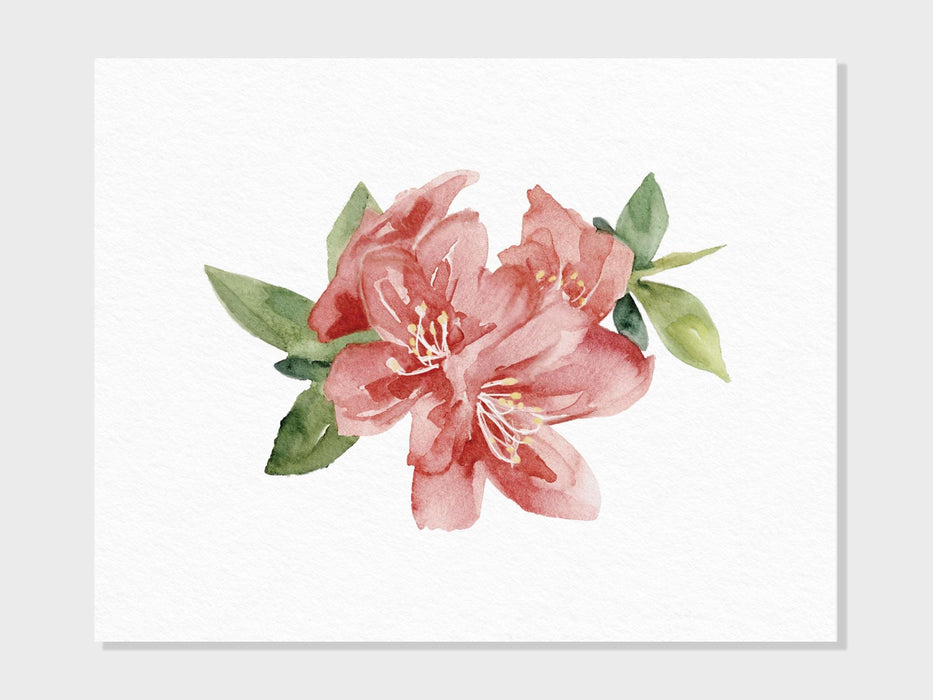 Watercolor Azalea Floral Print | Flower Wall Art, Red Pink Azalea Blooms Print, Garden Nursery Decor, Watercolor Art Gift | Fine Art Print