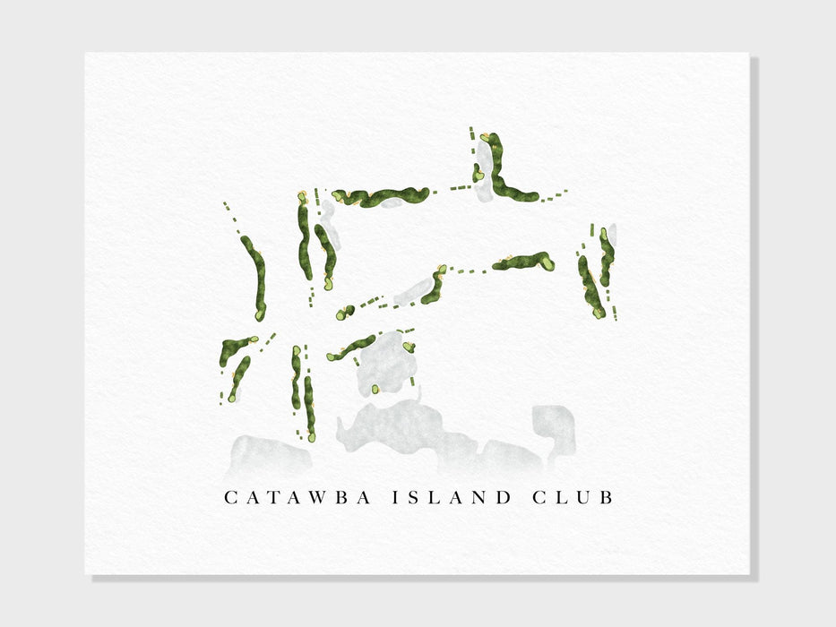 Catawba Island Club | Port Clinton, OH | Golf Course Map, Personalized Golf Art Gifts for Men Wall Decor, Custom Watercolor Print