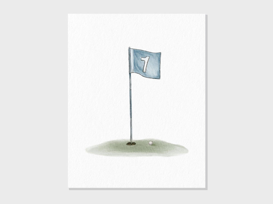 Watercolor Golf Art | Golf Cart, Flag, Club and Golf Bag | Golf Theme Wall Decor, Baby Blue, Kids Nursery Gift, Kids Room | Prints UNFRAMED