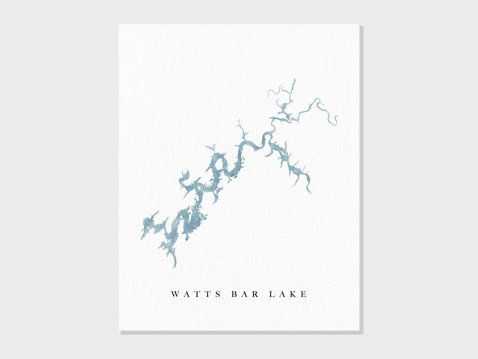 Watts Bar Lake | Tennessee | Knoxville Watercolor Lake Map Gift, Lake House Decor, Personalized Gift, Custom Painting Art Print