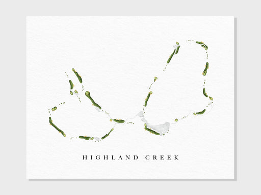 Highland Creek Golf Club | Charlotte, NC | Golf Course Map, Personalized Golf Art Gifts for Men Wall Decor, Custom Watercolor Print