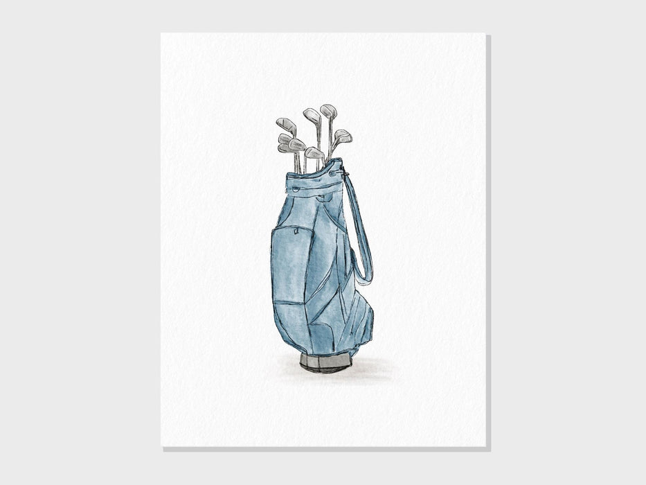 Watercolor Golf Art | Golf Cart, Flag, Club and Golf Bag | Golf Theme Wall Decor, Baby Blue, Kids Nursery Gift, Kids Room | Prints UNFRAMED