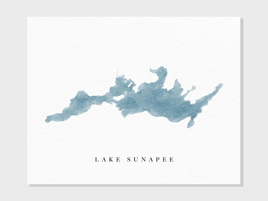 Lake Sunapee | New Hampshire | Watercolor Lake Map Gift, Lake House Decor, Personalized Gift, Custom Painting Art Print