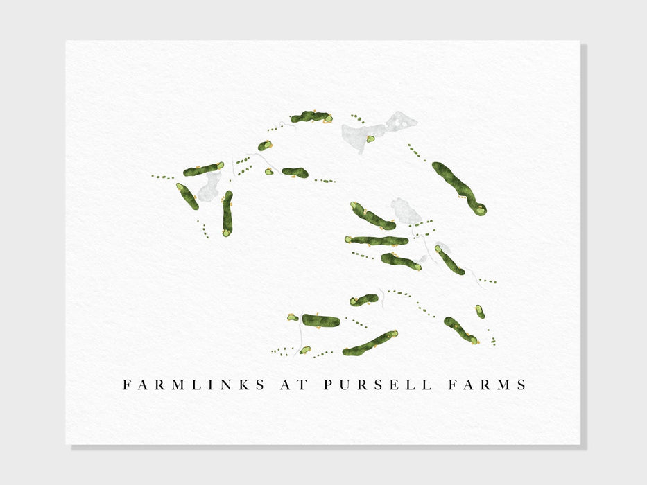 FarmLinks at Pursell Farms | Sylacauga, AL | Golf Course Map, Personalized Golf Art Gifts for Men Wall Decor, Custom Watercolor Print