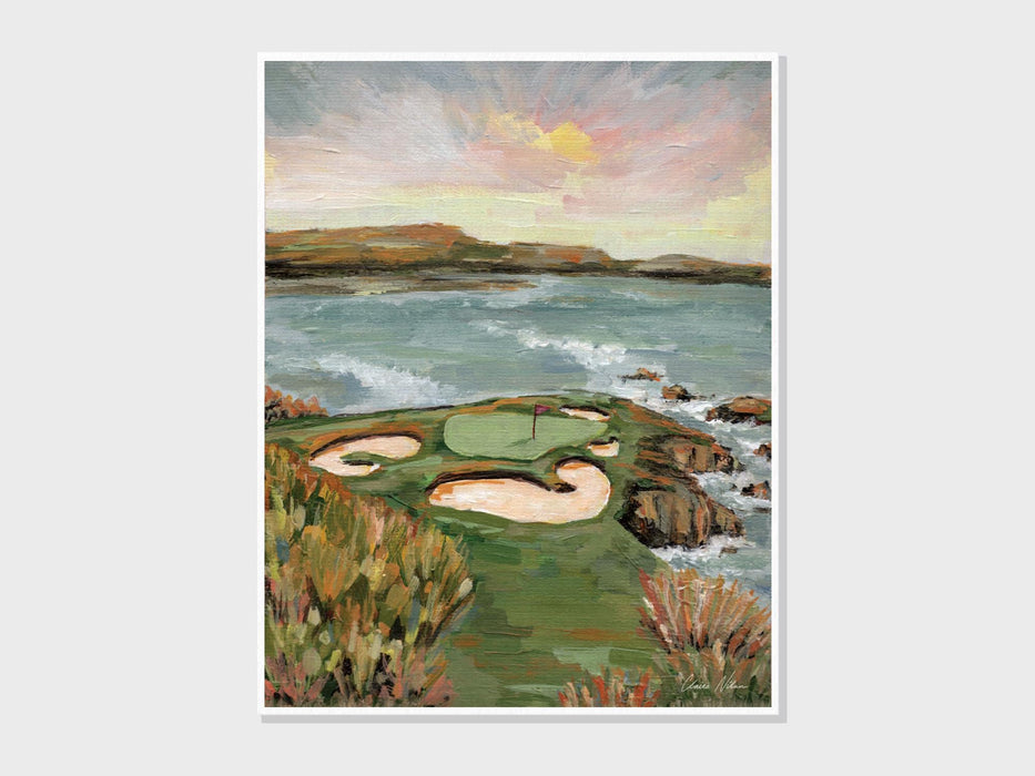 Hole 7 at Pebble Beach | Golf Course Painting | Abstract Golf Course, Acrylic Painting, Golf Gift | Fine Art Print