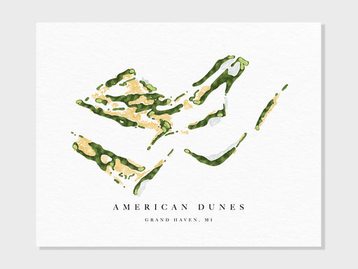 a white and green poster with the words american dunes