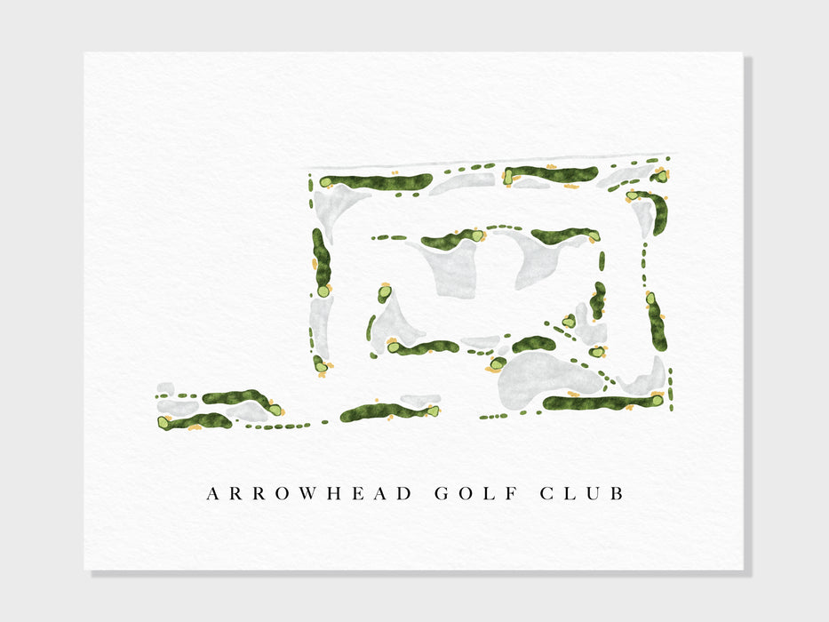 a white card with the words arrowhead golf club on it