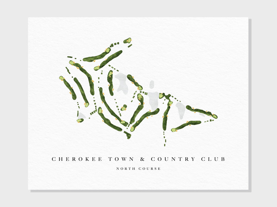 a white and green poster with a picture of a golf course