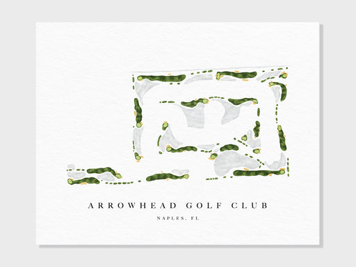 a watercolor drawing of a square with the words arrowhead golf club
