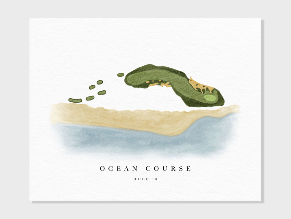 a watercolor painting of an ocean course