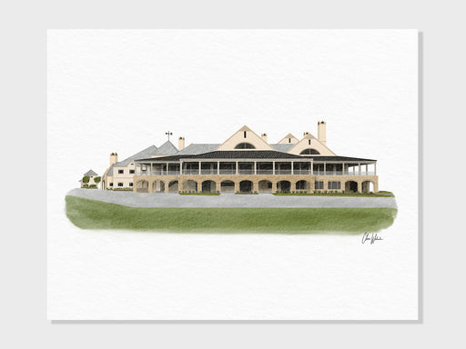 a watercolor painting of a large building
