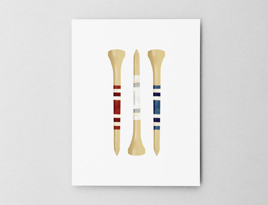 Red White & Blue Golf Tees Greeting Card | Size A2 4.25" x 5.5" 