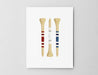 Red White & Blue Golf Tees Greeting Card | Size A2 4.25" x 5.5" 