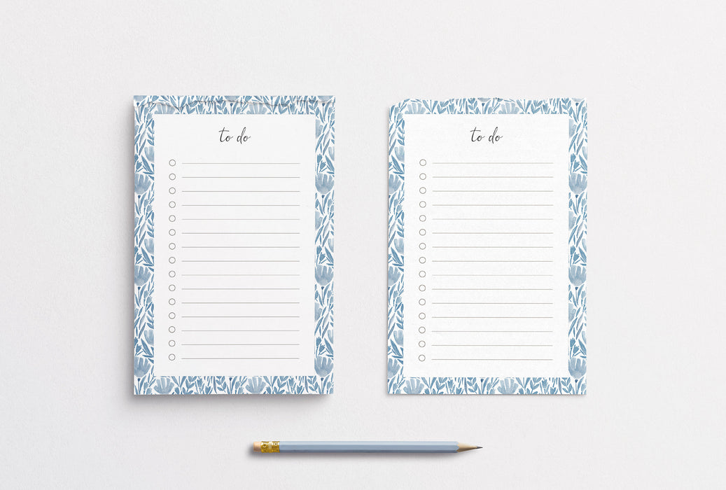 Blue Floral To-Do List Notepad | Size 4x6" 