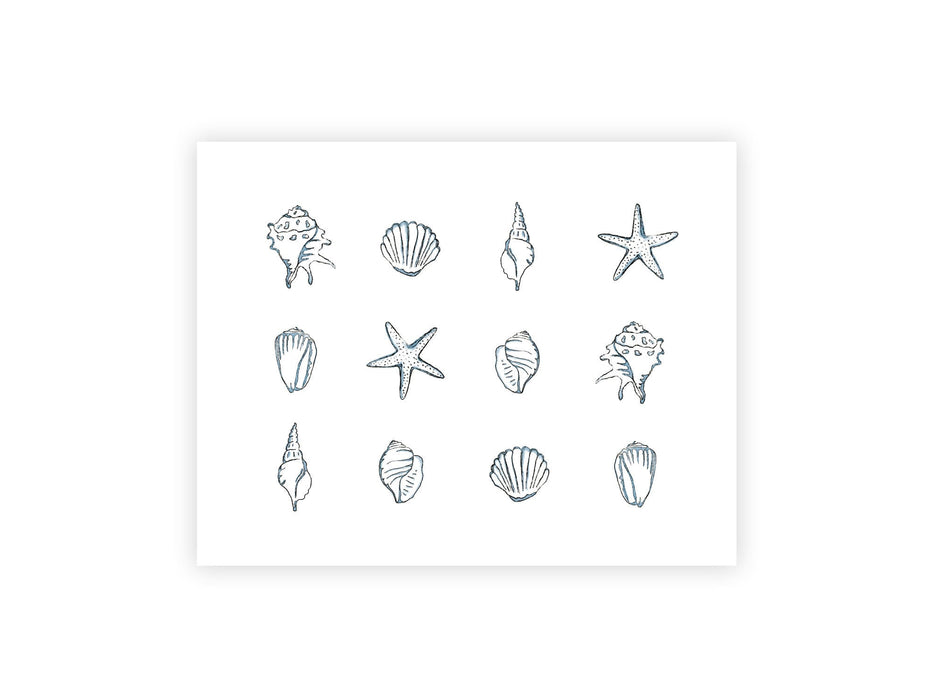 Minimalist Sea Shells Art Print | Line Art Sketch 